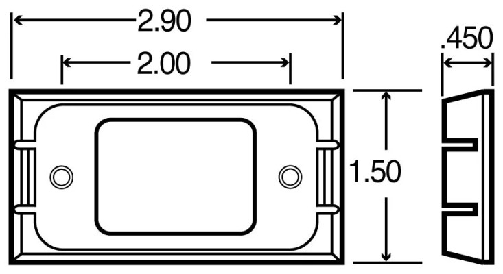 Image of Bracket Mount, 15 Series Lights, Rectangular, Gray, 2 Screw Bracket Mount from Trucklite. Part number: TLT-00790-4