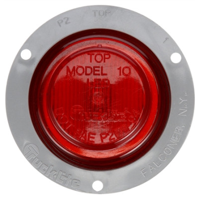Image of 10 Series, LED, Red Round, 2 Diode, M/C Light, P2, Gray Flange, 12V, Kit, Bulk from Trucklite. Part number: TLT-10051R3