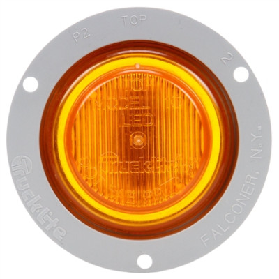 Image of 10 Series, LED, Yellow Round, 2 Diode, M/C Light, P2, Gray Flange, 12V, Kit from Trucklite. Part number: TLT-10051Y4