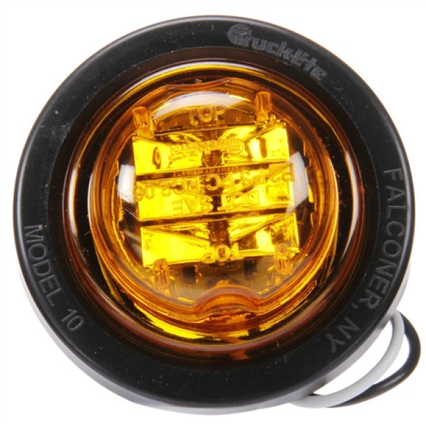 Image of 10 Series, High Profile, LED, Yellow Round, 8 Diode, M/C Light, PC, Black Grommet, 12V, Kit from Trucklite. Part number: TLT-10075Y4