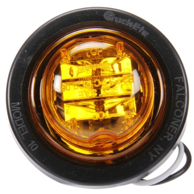 Image of 10 Series, High Profile, LED, Yellow Round, 8 Diode, M/C Light, PC, Black Grommet, 12V, Kit, Bulk from Trucklite. Part number: TLT-10075Y3