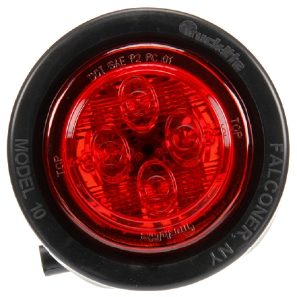 Image of 10 Series, LED, Red Round, 8 Diode, Low Profile, M/C Light, PC, Black Grommet, 12V, Kit from Trucklite. Part number: TLT-10076R4