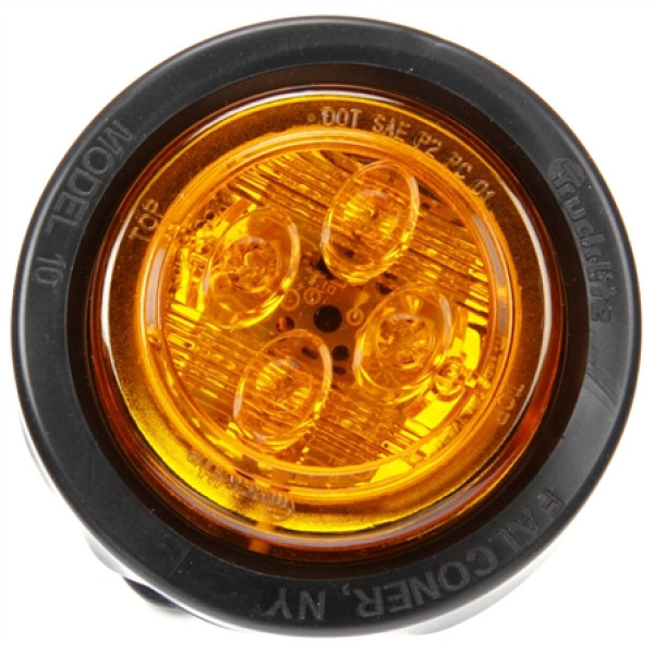 Image of 10 Series, LED, Yellow Round, 8 Diode, Low Profile, M/C Light, PC, Black Grommet, 12V, Kit from Trucklite. Part number: TLT-10076Y4