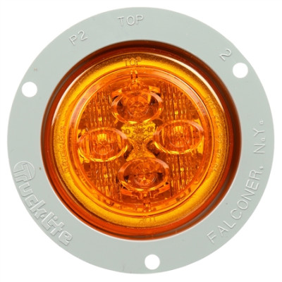 Image of 10 Series, LED, Yellow Round, 8 Diode, Low Profile, M/C Light, PC, Gray Flush Mount, 12V, Kit from Trucklite. Part number: TLT-10089Y4