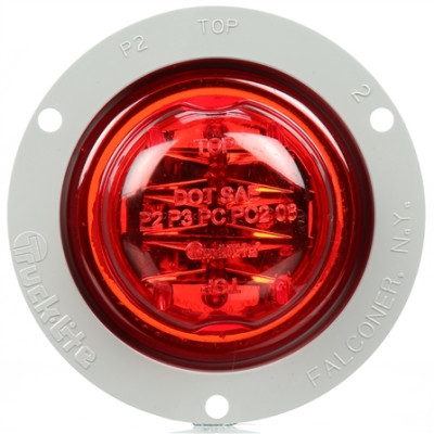 Image of 10 Series, High Profile, LED, Red Round, 8 Diode, M/C Light, PC, Gray Flange, 12V, Kit from Trucklite. Part number: TLT-10090R4