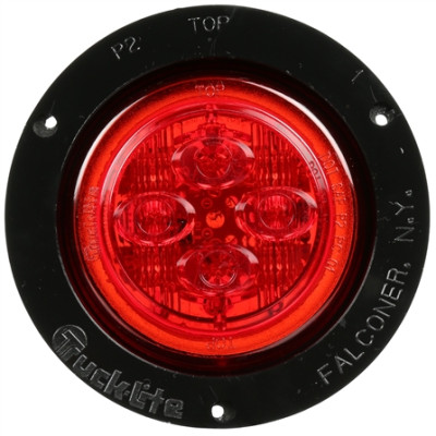 Image of 10 Series, LED, Red Round, 8 Diode, M/C Light, PC, Black Flush Mount, 12V, Kit from Trucklite. Part number: TLT-10092R4