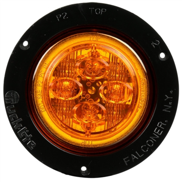Image of 10 Series, LED, Yellow Round, 8 Diode, M/C Light, PC, Black Flush Mount, 12V, Kit from Trucklite. Part number: TLT-10092Y4