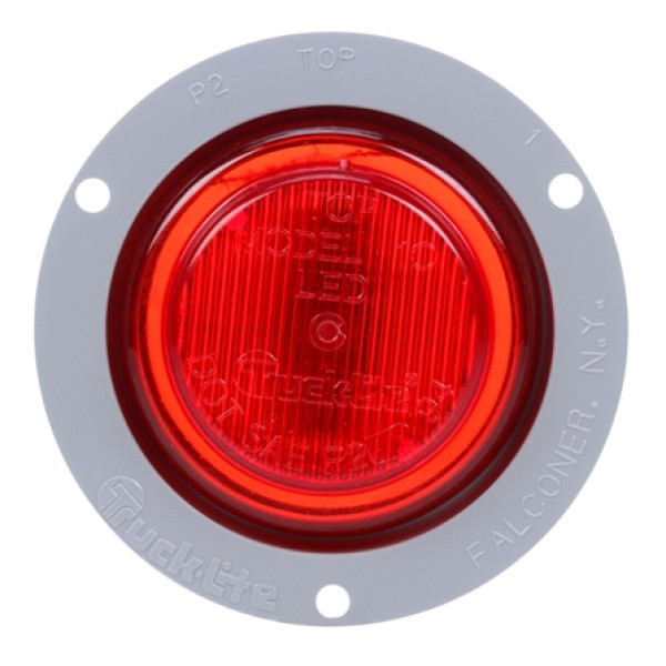 Image of 10 Series, LED, Red Round, 2 Diode, M/C Light, P2, Gray Flange, 12V, Bulk from Trucklite. Part number: TLT-10251R3
