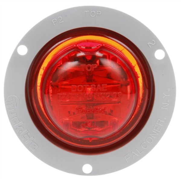 Image of 10 Series, High Profile, LED, Red Round, 8 Diode, M/C Light, PC, Gray Flange, 12V from Trucklite. Part number: TLT-10279R4