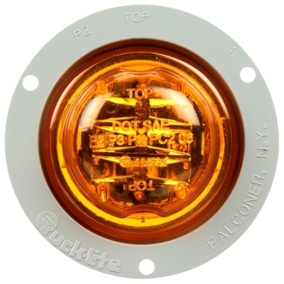 Image of 10 Series, High Profile, LED, Yellow Round, 8 Diode, M/C Light, PC, Gray Flange, 12V from Trucklite. Part number: TLT-10279Y4