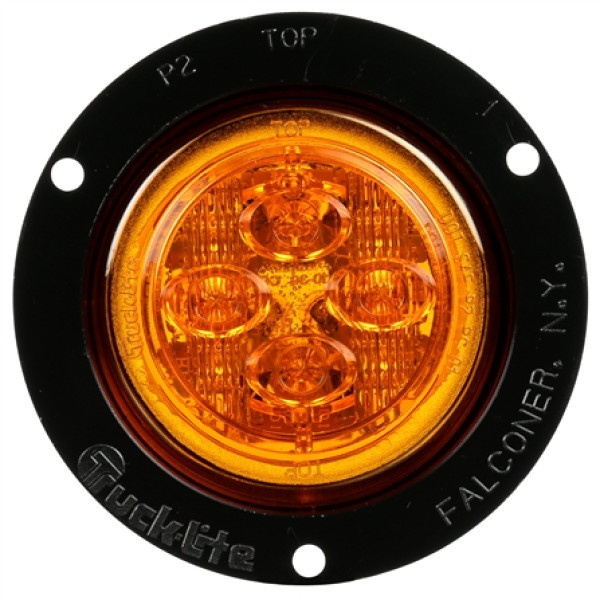 Image of 10 Series, LED, Yellow Round, 8 Diode, Low Profile, M/C Light, PC, Black Flush Mount, 12V, Bulk from Trucklite. Part number: TLT-10288Y3
