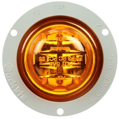 Image of 10 Series, High Profile, LED, Yellow Round, 8 Diode, M/C Light, PC, Gray Flange, 12V from Trucklite. Part number: TLT-10379Y4