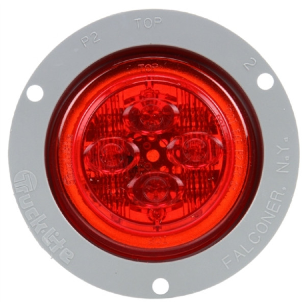 Image of 10 Series, LED, Red Round, 8 Diode, Low Profile, M/C Light, PC, Gray Flange, 12V from Trucklite. Part number: TLT-10389R4