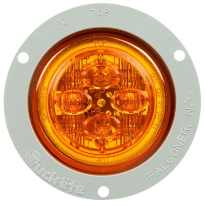 Image of 10 Series, LED, Yellow Round, 8 Diode, Low Profile, M/C Light, PC, Gray Flush Mount, 12V from Trucklite. Part number: TLT-10389Y4
