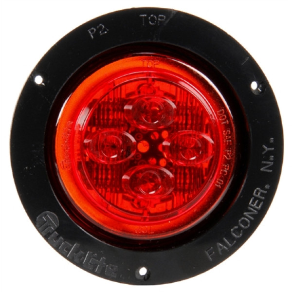 Image of 10 Series, LED, Red Round, 8 Diode, Low Profile, M/C Light, PC, Black Flush Mount, 12V from Trucklite. Part number: TLT-10391R4