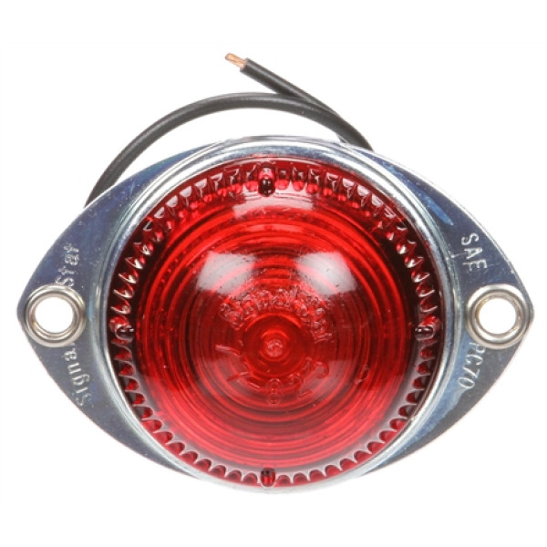 Image of Signal-Stat, Incan., Red Round, 1 Bulb, Low Profile, M/C Light, PC, Silver Flange, 12V from Signal-Stat. Part number: TLT-SS1115-S