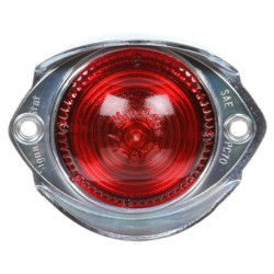 Image of Signal-Stat, Incan., Red Round, 1 Bulb, M/C Light, PC, Silver Flange, 12V from Signal-Stat. Part number: TLT-SS1116-S
