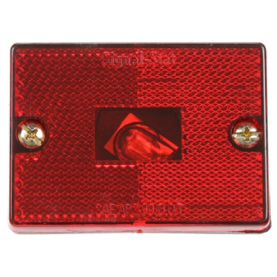 Image of Signal-Stat, Reflectorized, Incan., Red Rectangular, 1 Bulb, M/C Light, P2, 1 Stud, 12V from Signal-Stat. Part number: TLT-SS1570-S