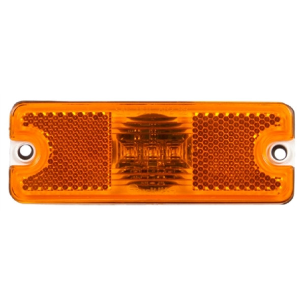 Image of 18 Series, Reflectorized, LED, Yellow Rectangular, 3 Diode, M/C Light, P2, 2 Screw, 12V, Kit from Trucklite. Part number: TLT-18050Y4