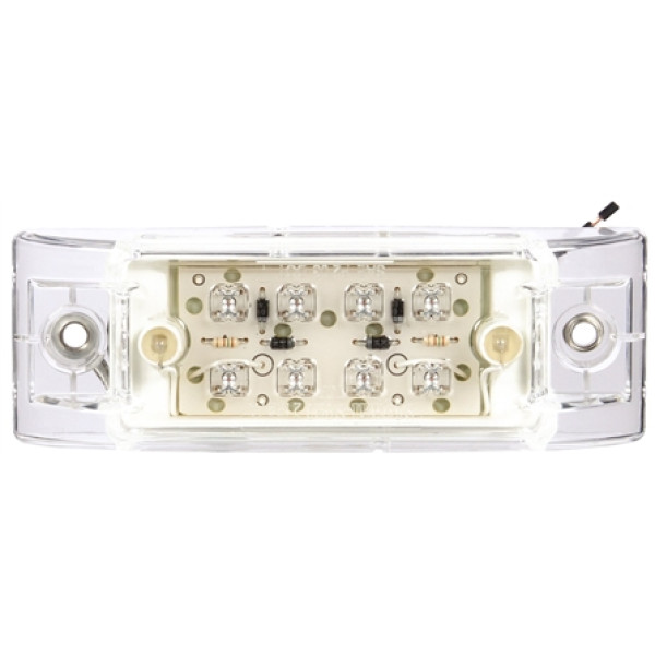 Image of Signal-Stat, LED, Clear/Red Rectangular, 8 Diode, M/C Light, P2, 2 Screw, 12V from Signal-Stat. Part number: TLT-SS2152-S