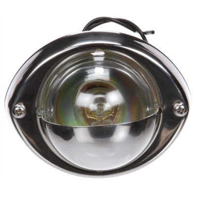 Image of Incan., 1 Bulb, Clear, Round, Stepwell Light, Silver Bracket, 24V from Trucklite. Part number: TLT-26391C4