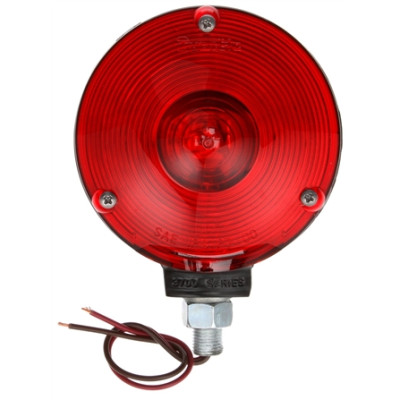 Image of Signal-Stat, Single Face, Incan., Red Round, 1 Bulb, Black, 2 Wire, Pedestal Light from Signal-Stat. Part number: TLT-SS2702-S