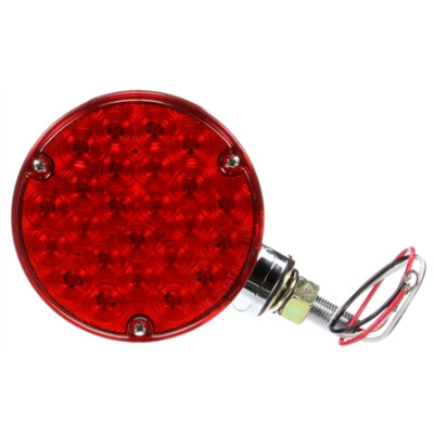 Image of Signal-Stat, Single Face, LED, Red Round, 24 Diode, Chrome, 3 Wire, Pedestal Light, Bulk from Signal-Stat. Part number: TLT-SS2751-3