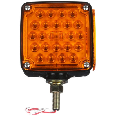 Image of Signal-Stat, Dual Face, Vertical Mount, LED, Yellow/Yellow Square, 24 Diode, Chrome, 2 Wire, Pedestal Light from Signal-Stat. Part number: TLT-SS2752-S