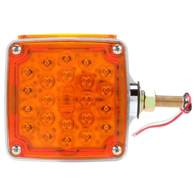 Image of Signal-Stat, Dual Face, LH, Vertical Mount, LED, Red/Yellow Square, 24 Diode, Chrome, 3 Wire, Pedestal Light from Signal-Stat. Part number: TLT-SS2753-S