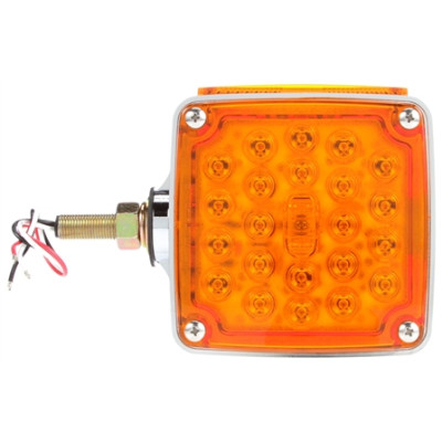 Image of Signal-Stat, Dual Face, RH, Vertical Mount, LED, Red/Yellow Square, 24 Diode, Chrome, 3 Wire, Pedestal Light from Signal-Stat. Part number: TLT-SS2756-S