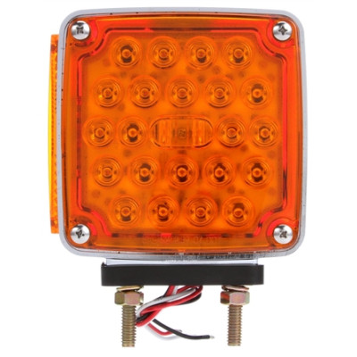 Image of Signal-Stat, Dual Face, RH, Vertical Mount, LED, Red/Yellow Square, 24 Diode, Chrome, 3 Wire, Pedestal Light, Bulk from Signal-Stat. Part number: TLT-SS2758-3