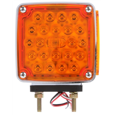 Image of Signal-Stat, Dual Face, LH, Vertical Mount, LED, Red/Yellow Square, 24 Diode, Chrome, 3 Wire, Pedestal Light, Bulk from Signal-Stat. Part number: TLT-SS2759-3