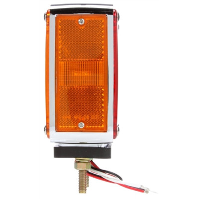 Image of Signal-Stat, Dual Face, LH, Vertical Mount, LED, Red/Yellow Square, 24 Diode, Chrome, 3 Wire, Pedestal Light from Signal-Stat. Part number: TLT-SS2759-S