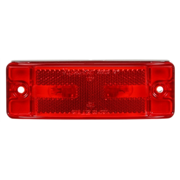 Image of 21 Series, Reflectorized, Incan., Red Rectangular, 2 Bulb, Male Pin, M/C Light, PC, 2 Screw, 12V from Trucklite. Part number: TLT-29203R4