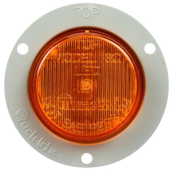 Image of 30 Series, LED, Yellow Round, 2 Diode, M/C Light, P3, Gray Flange Flush Mount, 12V, Kit from Trucklite. Part number: TLT-30051Y4