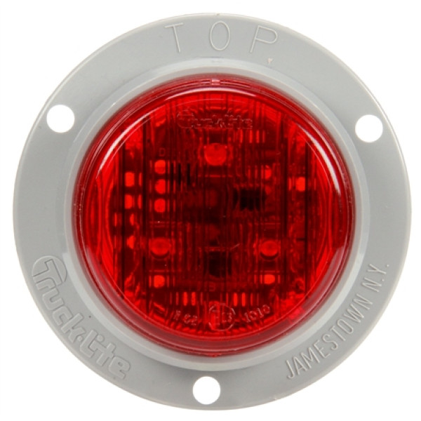 Image of 30 Series, LED, Red Round, 3 Diode, European Surface, M/C Light, ECE, Gray Flange, 12-24V, Kit from Trucklite. Part number: TLT-30061R4