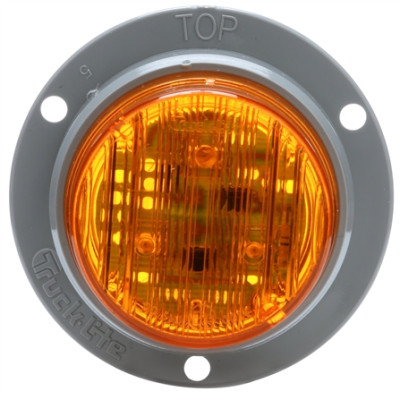 Image of 30 Series, LED, Yellow Round, 3 Diode, European Surface, M/C Light, ECE, Gray Flange, 12-24V, Kit from Trucklite. Part number: TLT-30061Y4