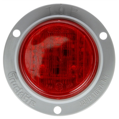 Image of 30 Series, LED, Red Round, 3 Diode, European Approved, M/C Light, ECE, Gray Flange, 12-24V, Kit from Trucklite. Part number: TLT-30062R4