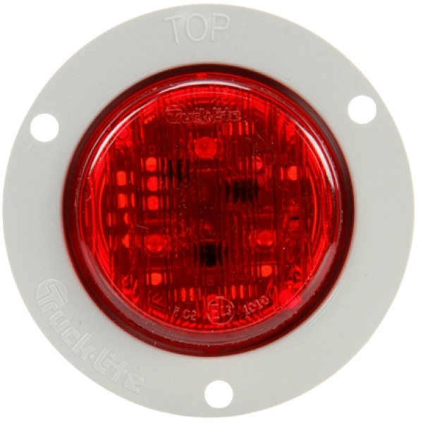 Image of 30 Series, LED, Red Round, 3 Diode, European Flush, M/C Light, ECE, Gray Flush Mount, 12-24V, Kit from Trucklite. Part number: TLT-30066R4