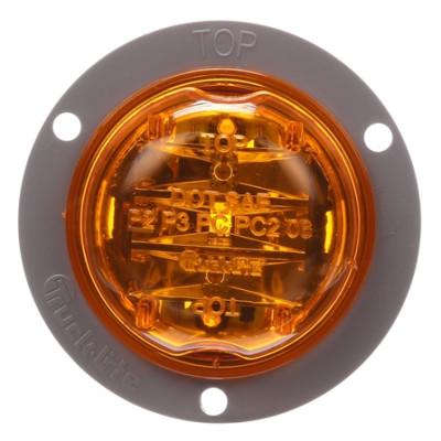 Image of 30 Series, LED, Yellow Round, 8 Diode, High Profile, M/C Light, PC, Gray Flange, 12V, Kit from Trucklite. Part number: TLT-30080Y4