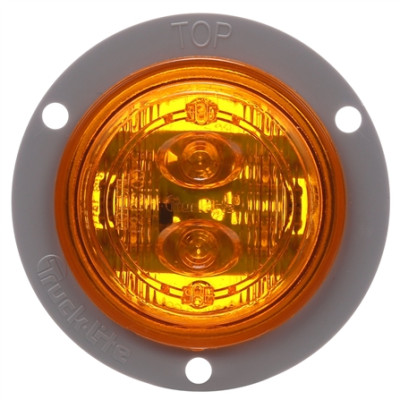Image of 30 Series, LED, Yellow Round, 6 Diode, Low Profile, M/C Light, PC, Gray Flush Mount, 12V, Kit from Trucklite. Part number: TLT-30091Y4