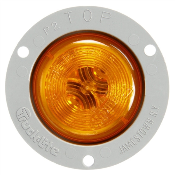 Image of 30 Series, Incan., Yellow Round, 1 Bulb, M/C Light, PC2, Gray Flush Flange, 12V from Trucklite. Part number: TLT-30221Y4