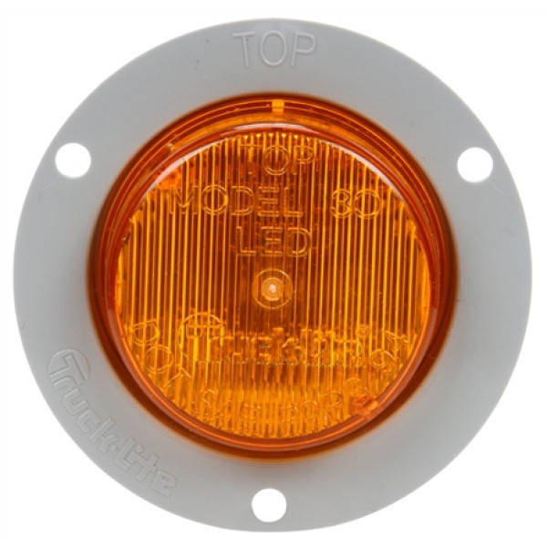 Image of 30 Series, LED, Yellow Round, 2 Diode, M/C Light, P3, Gray Flange, 12V, Bulk from Trucklite. Part number: TLT-30251Y3