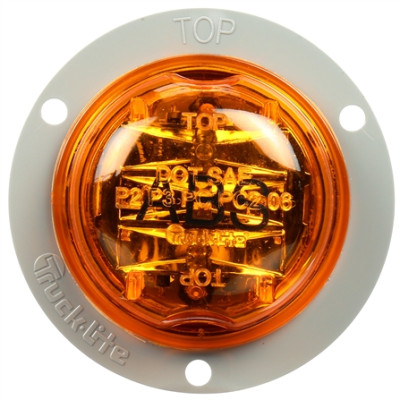 Image of 30 Series, LED, Yellow Round, 8 Diode, ABS, M/C Light, PC, Gray Flange, 12V from Trucklite. Part number: TLT-30269Y4