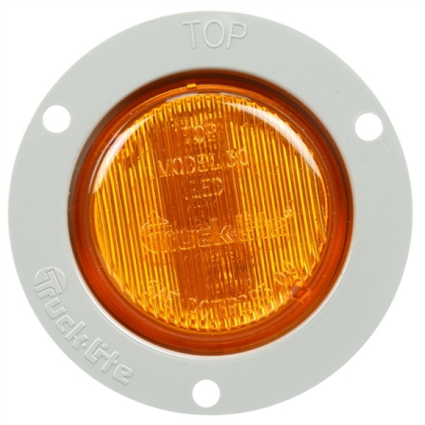 Image of 30 Series, LED, Yellow Round, 2 Diode, Low Profile, M/C Light, P3, Gray Flush Mount, 12V from Trucklite. Part number: TLT-30272Y4