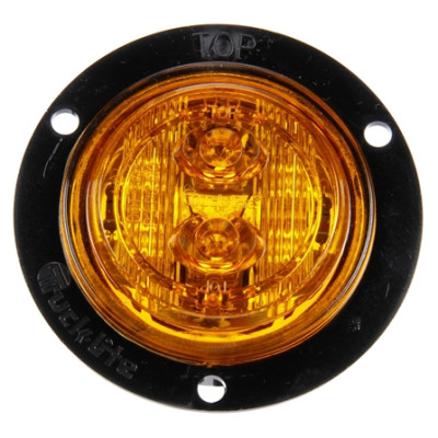 Image of 30 Series, LED, Yellow Round, 6 Diode, Low Profile, M/C Light, PC, Black Flange, 12V from Trucklite. Part number: TLT-30288Y4