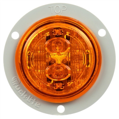 Image of 30 Series, LED, Yellow Round, 6 Diode, Low Profile, M/C Light, PC, Gray Flange, 12V from Trucklite. Part number: TLT-30289Y4