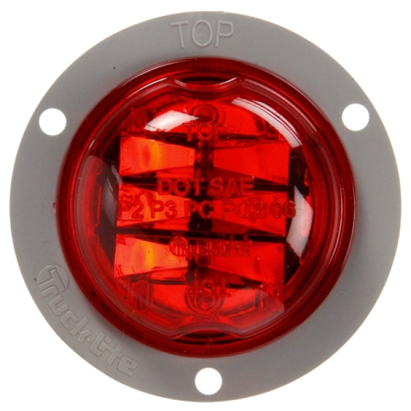 Image of 30 Series, LED, Red Round, 8 Diode, High Profile, M/C Light, PC, Gray Flange, 12V from Trucklite. Part number: TLT-30379R4