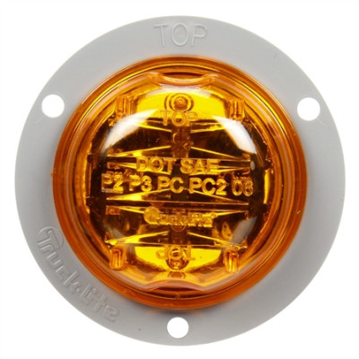 Image of 30 Series, LED, Yellow Round, 8 Diode, High Profile, M/C Light, PC, Gray Flange, 12V from Trucklite. Part number: TLT-30379Y4