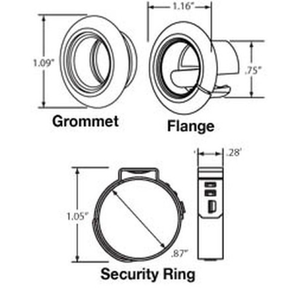 Image of Open Back, Black Sealing Grommet For 33 Series .070-.125 in. Diameter And 0.75 in. Round Lights from Trucklite. Part number: TLT-33720-4